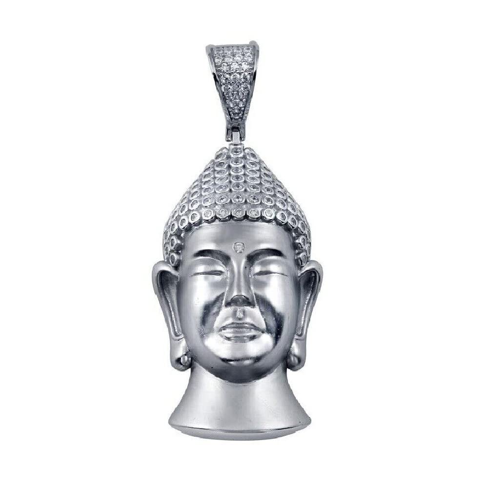 Sterling Silver BUDDHA Hip Hop Pendant w/ Micro Pave CZ Stones