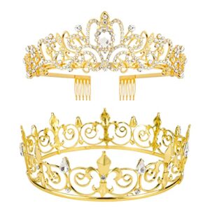 Velscrun Crown for Men and Women, Crown for Men Metal, King Crown Tiaras for Women, Gold Prince Crown Princess Tiaras for Girls, Medieval Costume Accessories for Prom Wedding Halloween