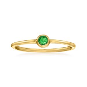 RS Pure by Ross-Simons 0.10 Carat Emerald Ring in 14kt Yellow Gold. Size 8