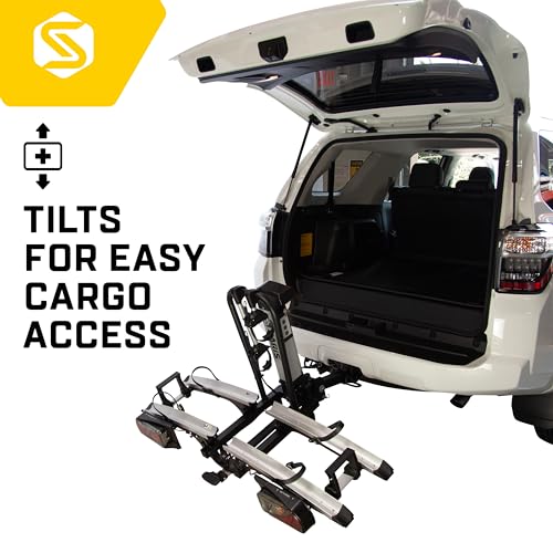 Saris Door County 2 Bike Motorized Hitch Rack | Electric Hitch Lift for Easy Loading | Built-in Tilt and Electric Rear Lights | Made in The USA.