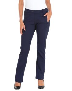 hde yoga dress pants for women straight leg pull on pants with 8 pockets navy blue - m