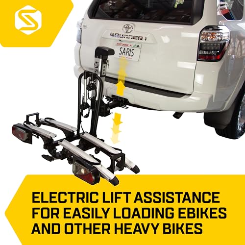 Saris Door County 2 Bike Motorized Hitch Rack | Electric Hitch Lift for Easy Loading | Built-in Tilt and Electric Rear Lights | Made in The USA.