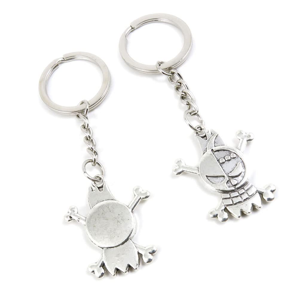 100 Pieces Keychain Keyring Door Car Key Chain Ring Tag Charms Supplies Y7NO4Y Pirate Skull Sings