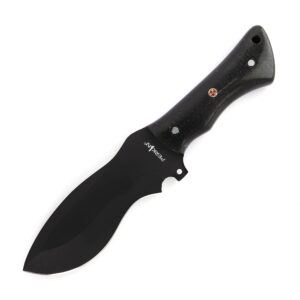 perkin hunting knife with with leather sheath tracker knife full tang fixed blade knife - blk tracker