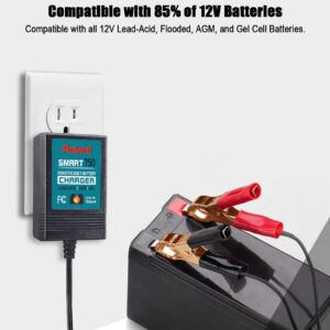 Aowel 750mA Trickle Battery Charger, 12V Fully-Automatic Smart Charger Battery Maintainer for Cars, Motorcycle, ATVs and More