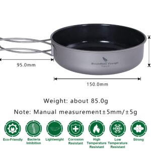 Boundless Voyage Camping Titanium Non-Stick Pan with Folding Handle Ultralight Outdoor Ceramic Coating Frying Pan Small Portable Picnic Hiking BBQ Cookware (Ti2067C-L-18CM)