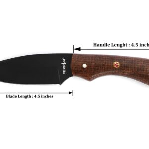 Perkin Hunting Knife With with Leather Sheath Full Tang Fixed Blade Knife Bushcraft Knife Skinning Knife - SINNER65