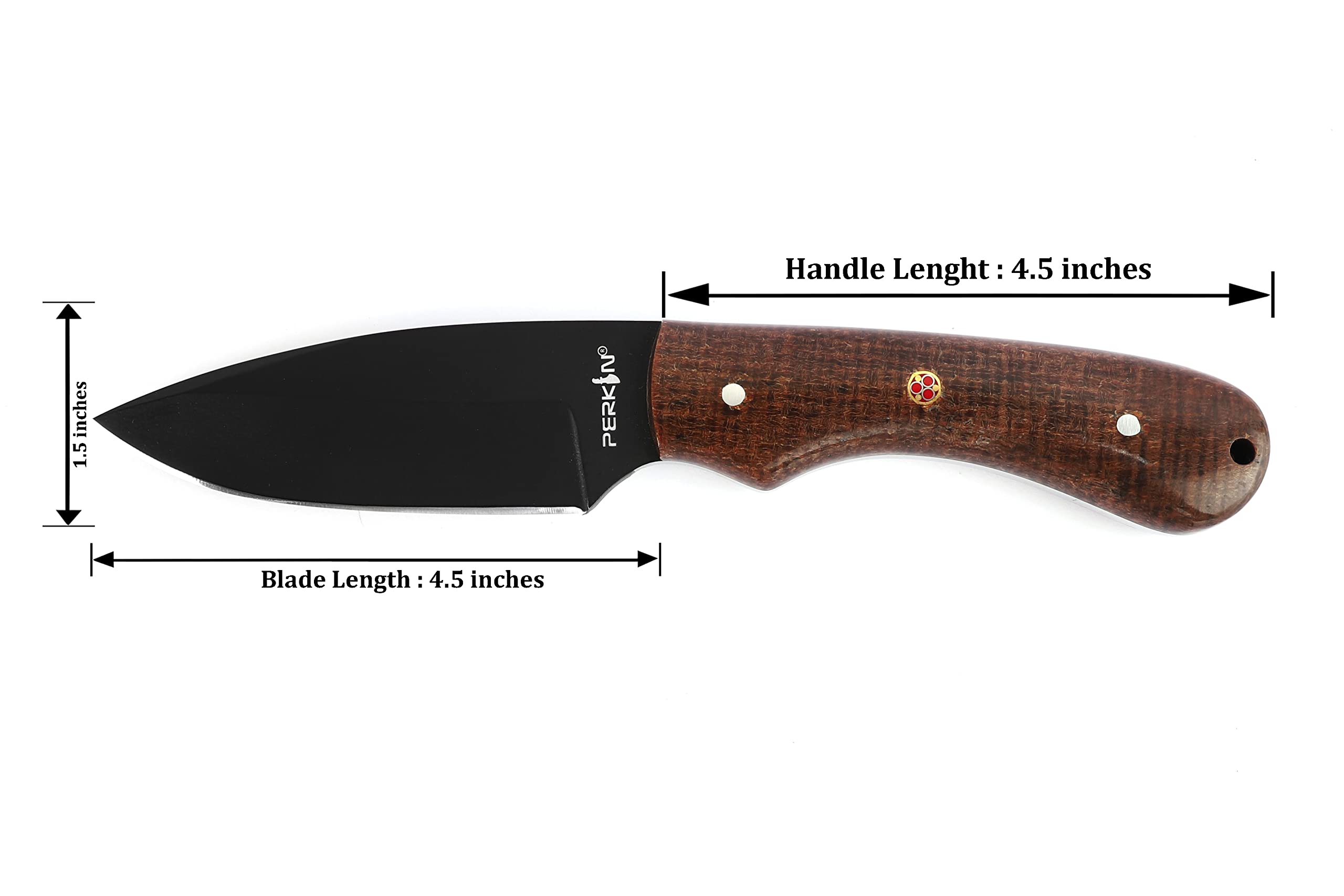 Perkin Hunting Knife With with Leather Sheath Full Tang Fixed Blade Knife Bushcraft Knife Skinning Knife - SINNER65