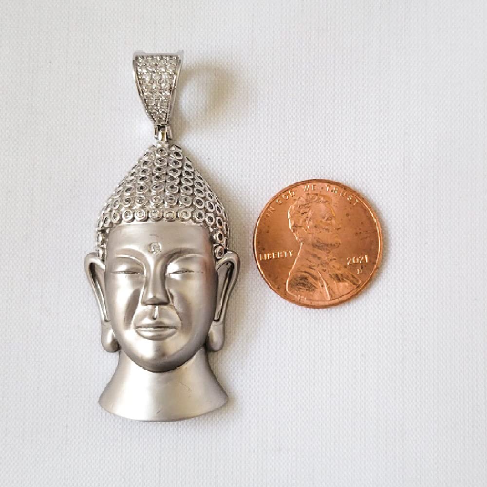 Sterling Silver BUDDHA Hip Hop Pendant w/ Micro Pave CZ Stones