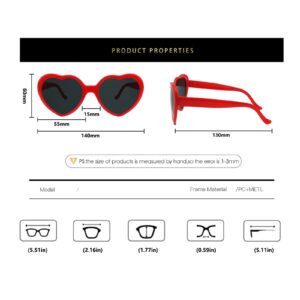 LUJAUXV Heart Shaped Sunglasses for Women,Trendy Cute Heart Glasses Retro Taylor Sun Glasses Cupid UV400