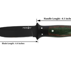 Perkin Hunting Knife With with Leather Sheath Full Tang Fixed Blade Knife Bushcraft Knife - HUNTER DELTA