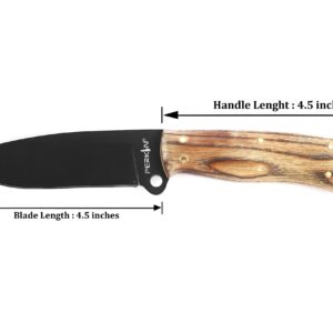 Perkin Hunting Knife With with Leather Sheath Full Tang Fixed Blade Knife Bushcraft Knife - Hunter522