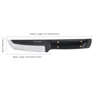 Perkin Hunting Knife With Sheath Fixed Blade Knife Full tang Bushcraft Knife Tanto Blade - PK800 Black