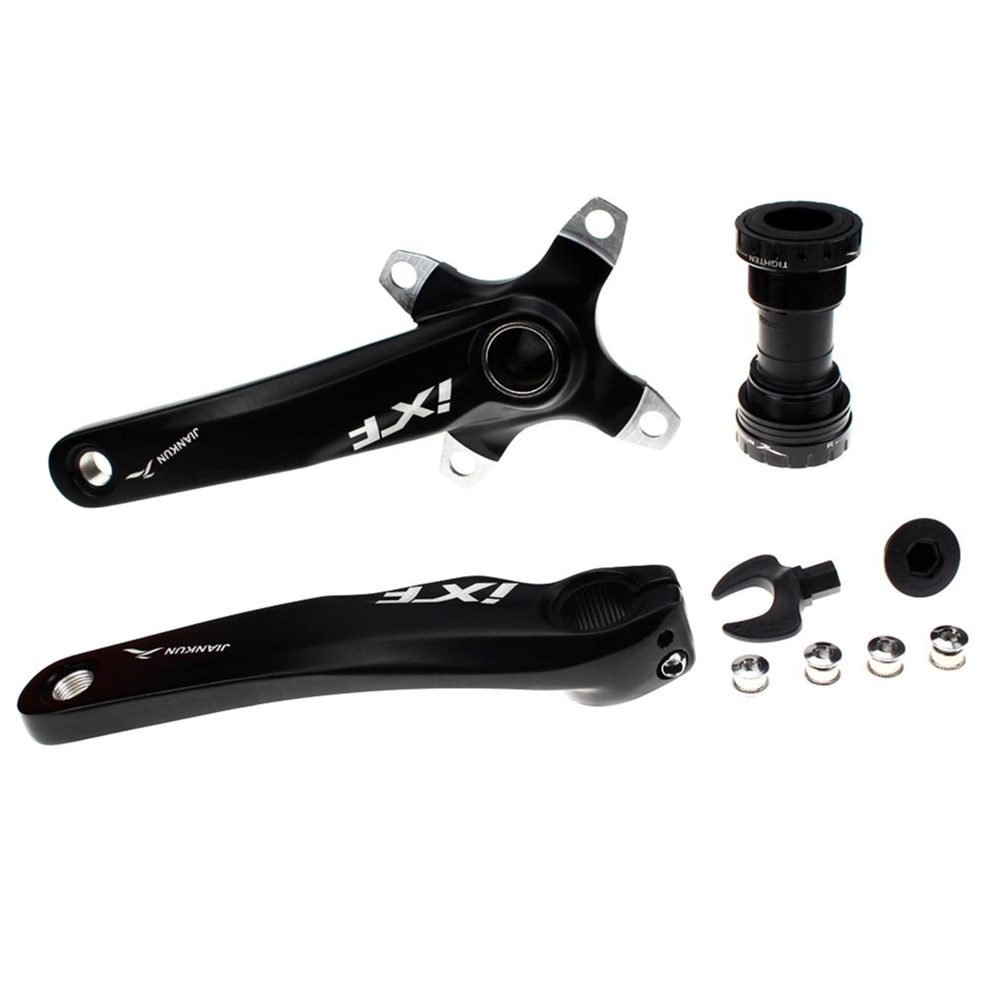 MSRECK Bike Crank Arm Set Mountain Bike Crank Arm Set 170mm 104 BCD with Bottom Bracket Kit, Single Chainring for MTB BMX Road Bicyle, Compatible with Shimano, FSA, Gaint (Black, 32T)