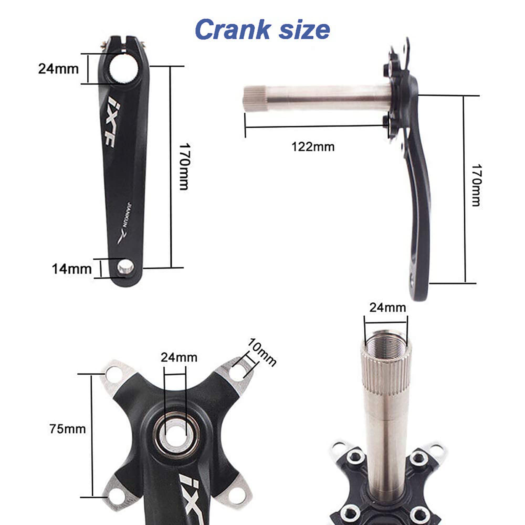 MSRECK Bike Crank Arm Set Mountain Bike Crank Arm Set 170mm 104 BCD with Bottom Bracket Kit, Single Chainring for MTB BMX Road Bicyle, Compatible with Shimano, FSA, Gaint (Black, 32T)