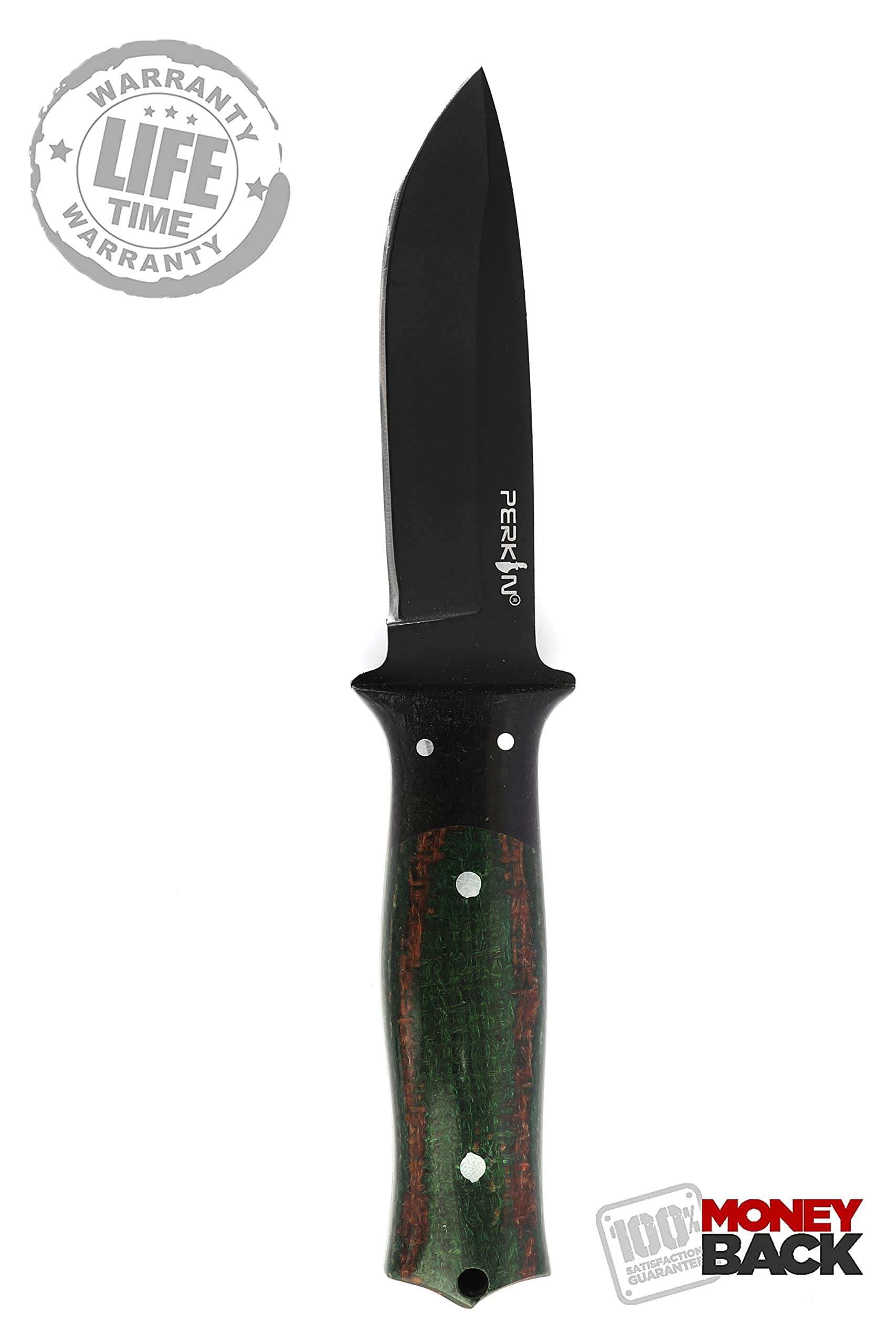 Perkin Hunting Knife With with Leather Sheath Full Tang Fixed Blade Knife Bushcraft Knife - HUNTER DELTA