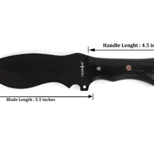 Perkin Hunting Knife With with Leather Sheath Tracker Knife Full Tang Fixed Blade Knife - BLK Tracker