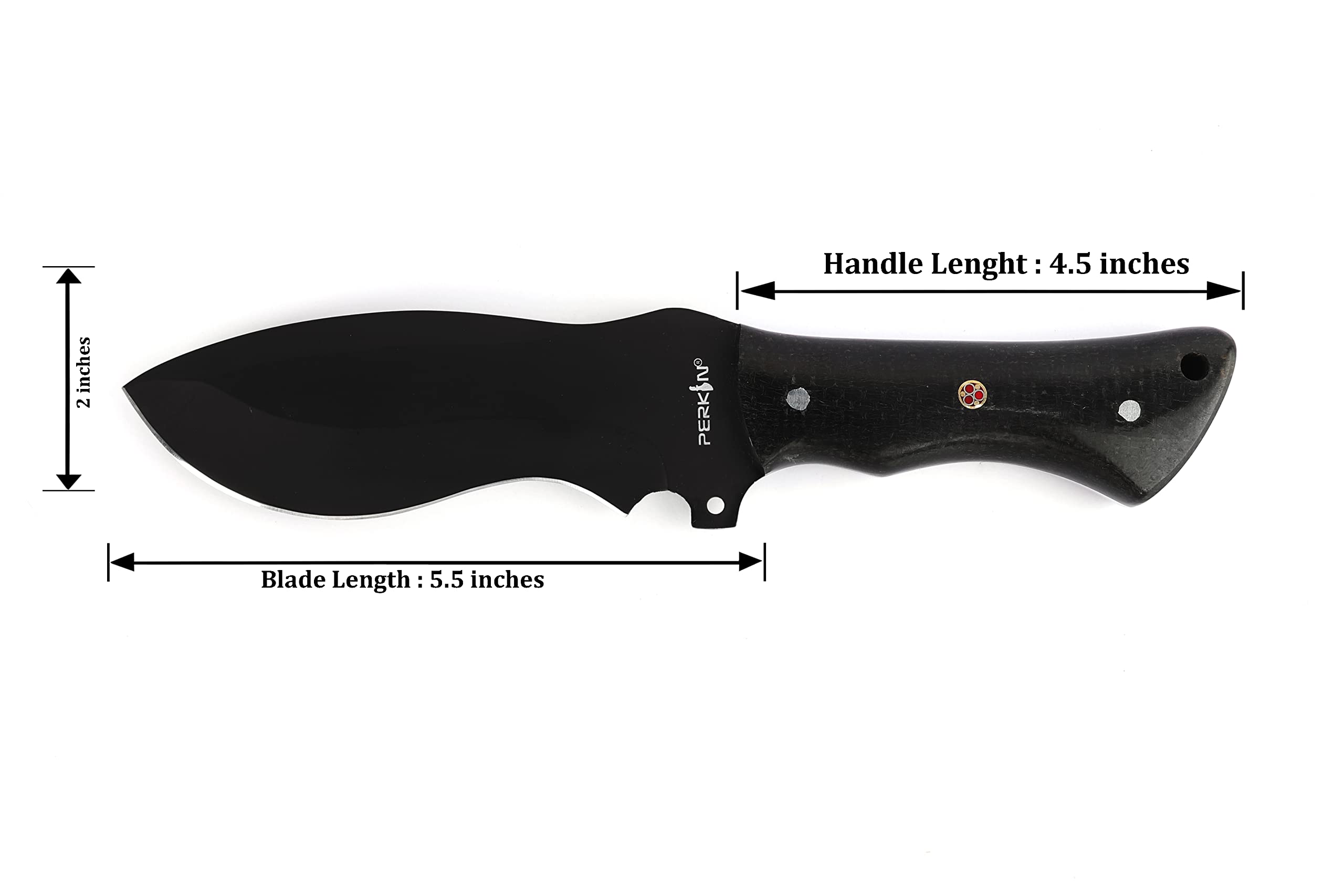 Perkin Hunting Knife With with Leather Sheath Tracker Knife Full Tang Fixed Blade Knife - BLK Tracker