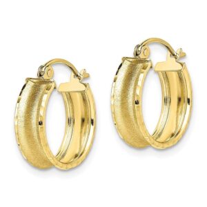 Auriga Fine Jewelry 10K Yellow Gold Satin Diamond Cut Hoop Earrings (L-16 mm, W-15 mm) Gift for Women