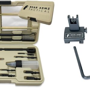 Flip Up Iron Sights | Co-Witness | Spring Loaded | Low Profile | Rapid Transition Front & Rear Iron Sights & Bear Armz Tactical Universal Handgun Cleaning Kit | American Company | Gun Cleaning Kit