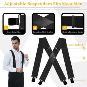 QCWQMYL Camo Suspenders for Men Heavy Duty Clips Hunting Skip Work Braces Suspenders for Big and Tall 2" Men's Suspenders Black