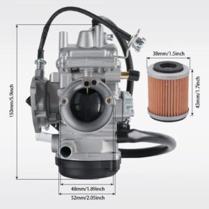 Carburetor Compatible with Yamaha 2000-2006 Big Bear YFM 400 YFM400,Kodiak 400,2007-2010 Wolverine 450,2007-2014 Grizzly 350 450 ATV With Cleaner Brush,Air Fiter,Fuel Filter