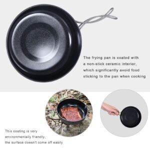 Boundless Voyage Camping Titanium Non-Stick Pan with Folding Handle Ultralight Outdoor Ceramic Coating Frying Pan Small Portable Picnic Hiking BBQ Cookware (Ti2067C-L-18CM)