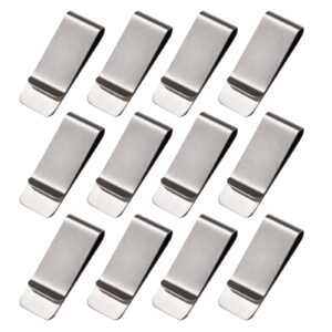 Mvwarj 12-Pack Stainless Steel Money Clip for Men Slim Bulk Money Clip for Cash and Credit Cards Holder Minimalism Front Pocket Wallet Clip (Silver)