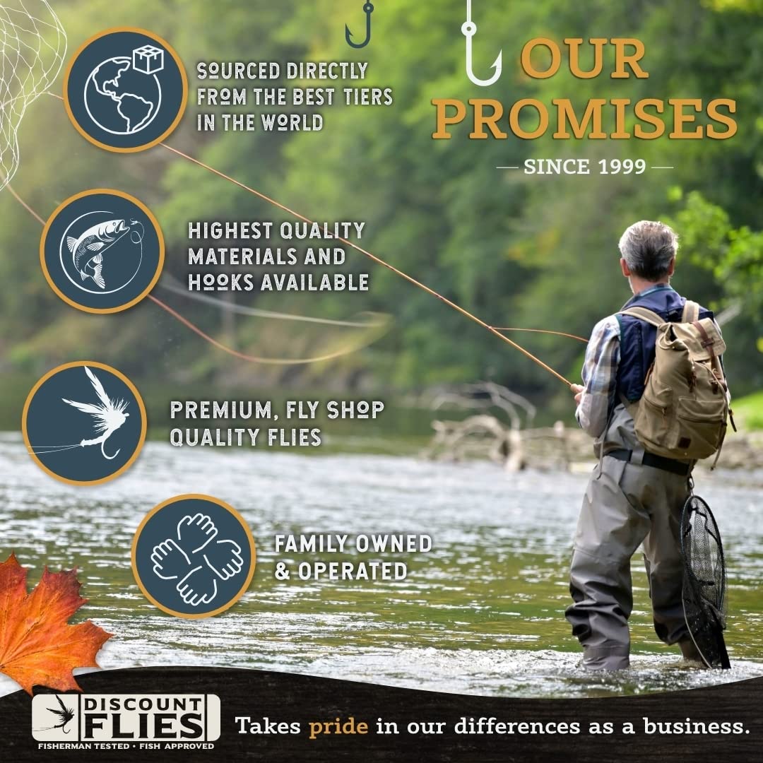 DiscountFlies Pale Morning Dun (PMD) Fly Fishing Flies – Fishing Kit w/24 Nymph Flies + Fly Box – Realistic & Effective Fly Fishing Accessories – Flies for Fly Fishing on Strong, Sharp Hooks