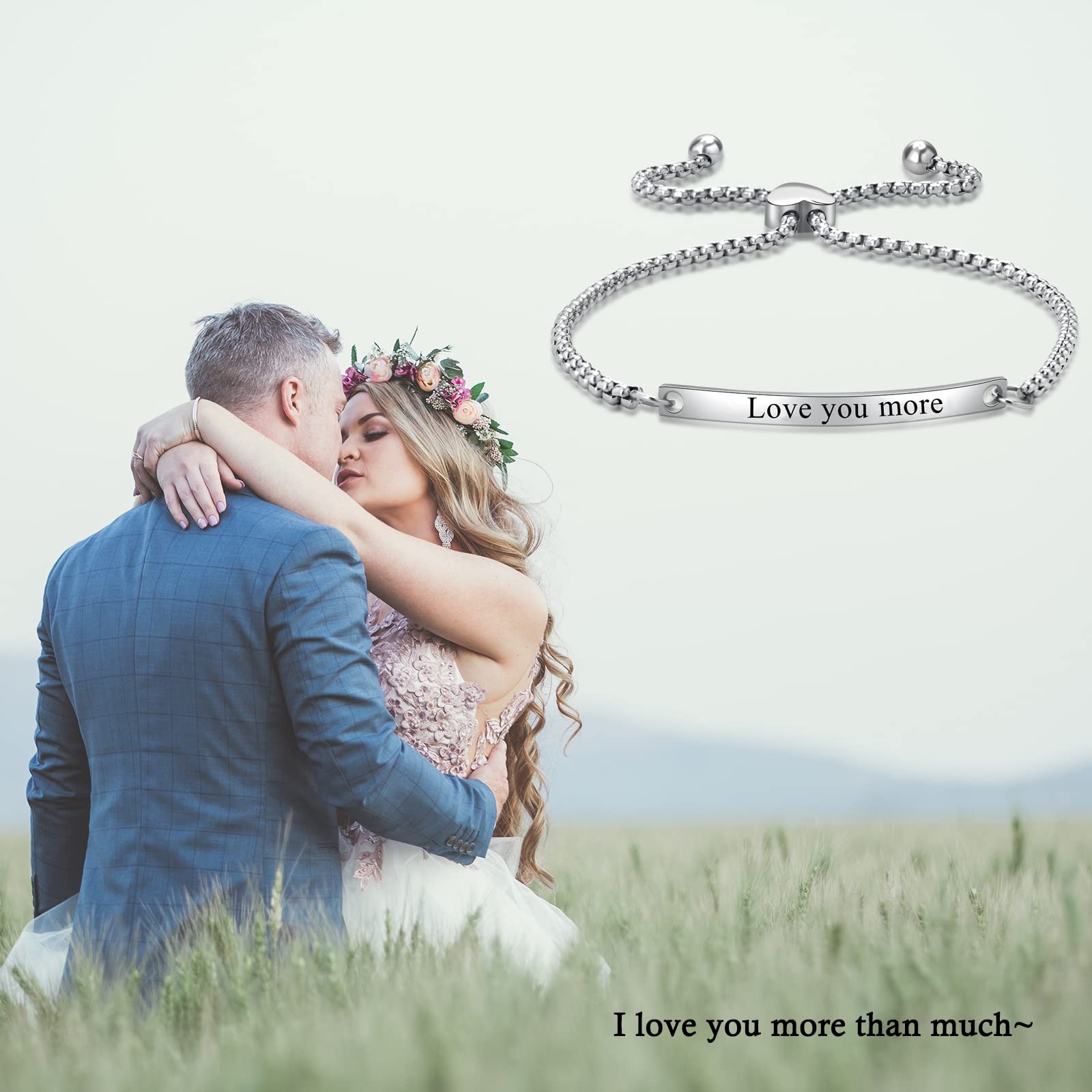 LYMYF Bracelets for Women Teen Girls Handcraft Inspirational Jewelry Encouragement Inspired Link Chain Bracelet Gift for Girlfriend Sister Wife Motivational Women's Link Bracelets