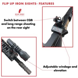 Flip Up Iron Sights | Co-Witness | Spring Loaded | Low Profile | Rapid Transition Front & Rear Iron Sights & Bear Armz Tactical Universal Handgun Cleaning Kit | American Company | Gun Cleaning Kit