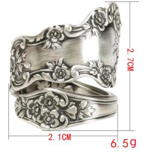 925 Sterling Silver Oxidized Spoon Ring Adjustable Ring Jewelry Gifts for Women