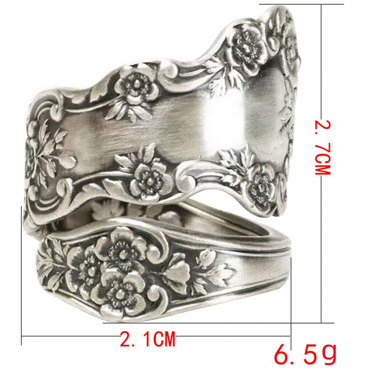 925 Sterling Silver Oxidized Spoon Ring Adjustable Ring Jewelry Gifts for Women