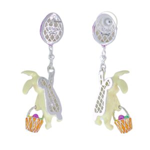 Ritzy Couture DeLuxe Handmade Adorable Drop and Dangle Easter Cute Bunny and Egg Earrings for Women Occasion Fashion Earring Gift for Girls - Fine Silver Plating - Posts