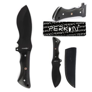 Perkin Hunting Knife With with Leather Sheath Tracker Knife Full Tang Fixed Blade Knife - BLK Tracker