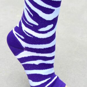 Original Pedi-Sox brand Toeless Socks for Pedicures : Ultra : Royal Purple Zebra