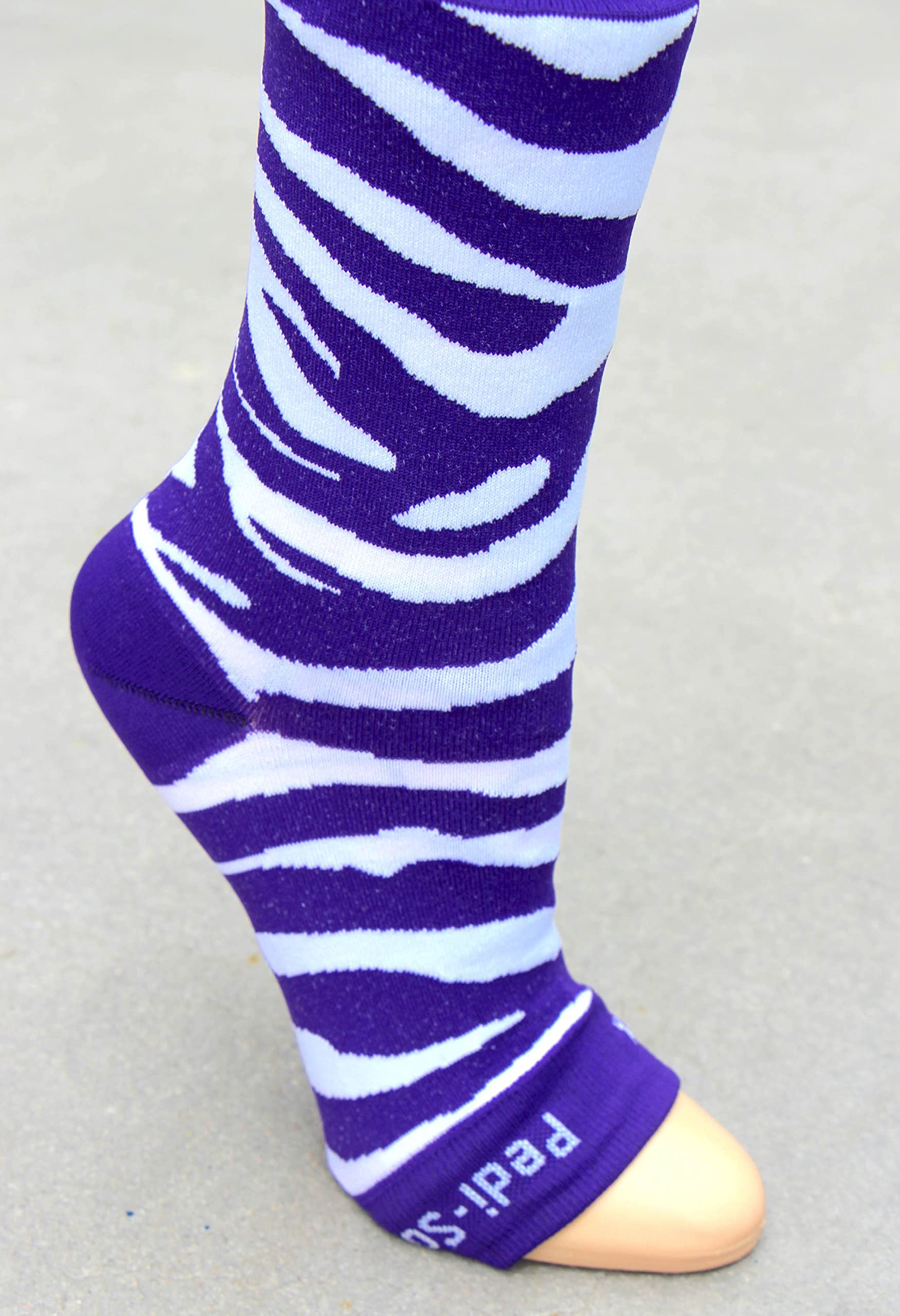 Original Pedi-Sox brand Toeless Socks for Pedicures : Ultra : Royal Purple Zebra