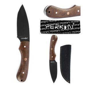 Perkin Hunting Knife With with Leather Sheath Full Tang Fixed Blade Knife Bushcraft Knife Skinning Knife - SINNER65