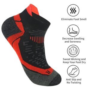 Bauvale Men's 5-Pack Black Anti Odor Quick Dry Sweat Resistant Padded Low Cut Compression Running Socks,Size 7-12