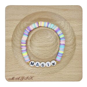 Magik Custom Name Heishi Bead Bracelet Personalized Mama Bracelet Heishi Disc Stack Beaded Bracelet for Women Men