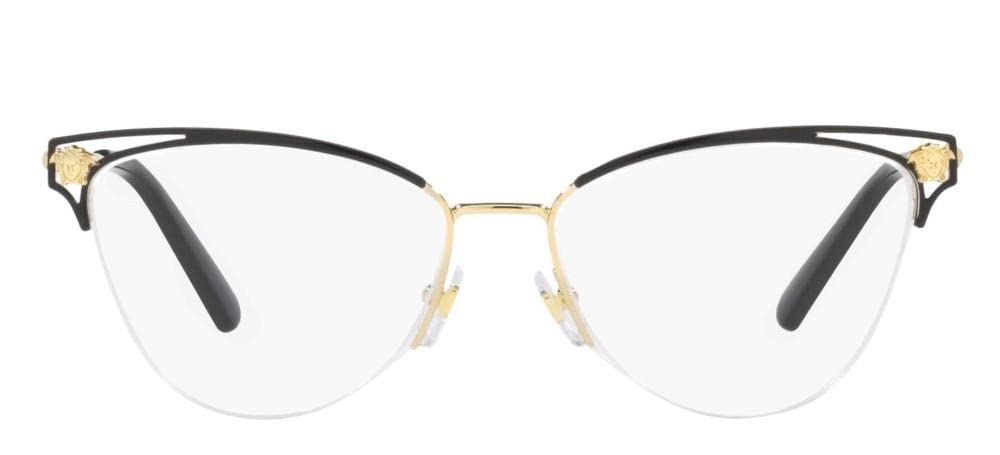 Versace VE 1280 1433 Gold/Black Metal Cat-Eye Eyeglasses 55mm