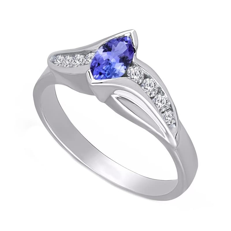 Kaius Jewels 925 Sterling Silver Natural Tanzanite Gemstone Birthstone Silver Jewelry Women Ring Size Us-8.5