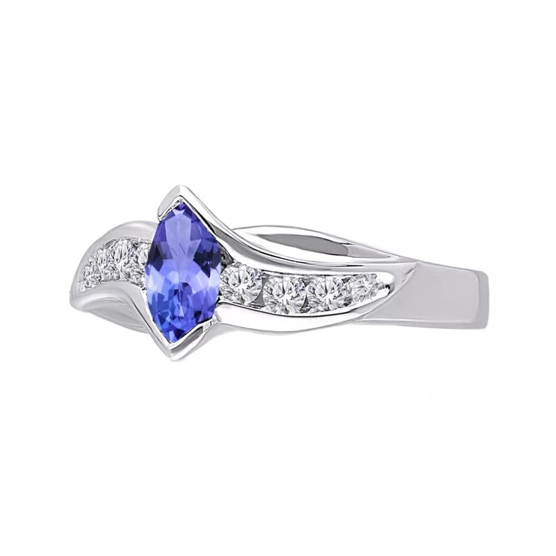 Kaius Jewels 925 Sterling Silver Natural Tanzanite Gemstone Birthstone Silver Jewelry Women Ring Size Us-8.5