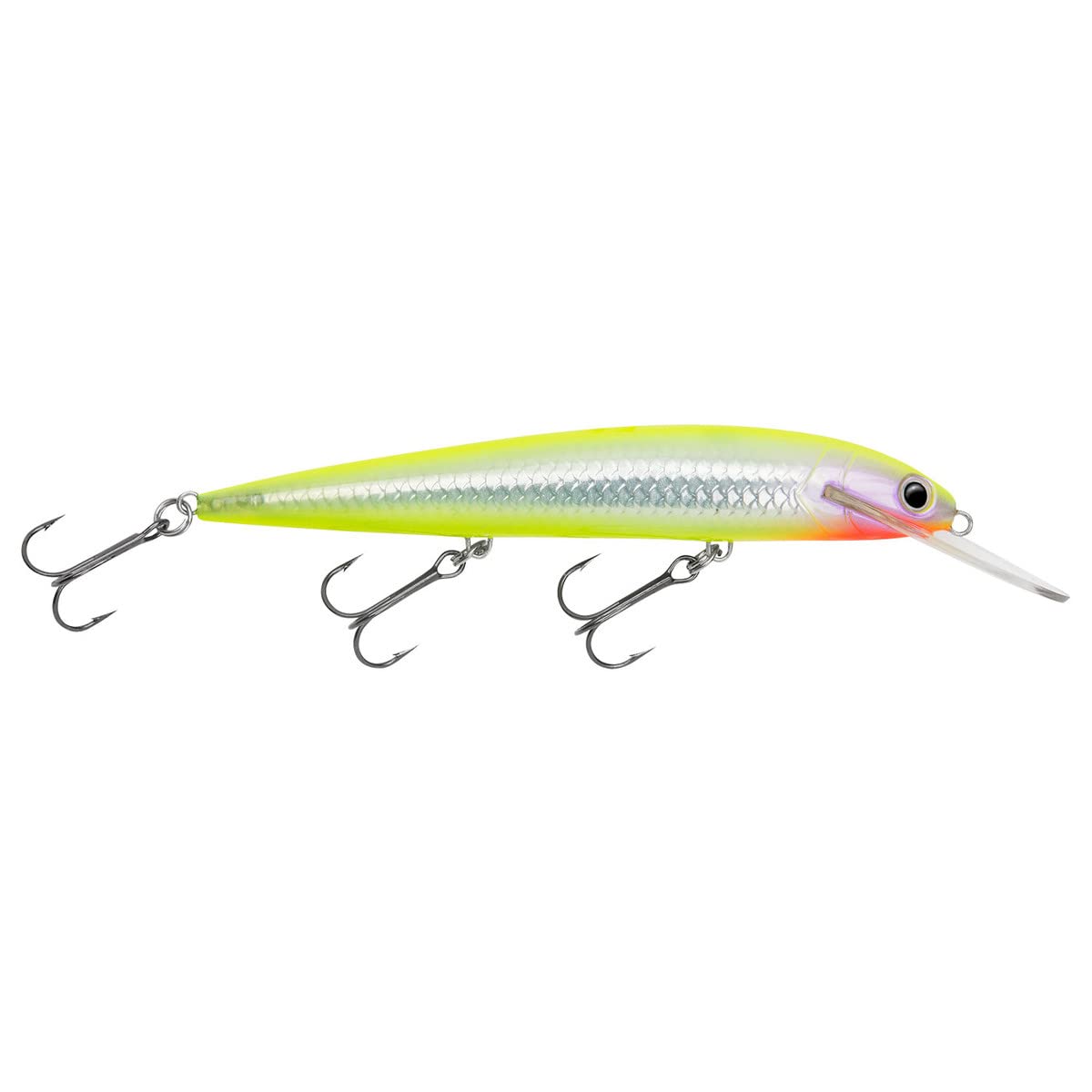 Rumble B Crankbait, Silver Fluorescent Chartreuse, 3/8 Oz, Dives 10-14 Feet for Bass, Walleye, Trout, and Pike