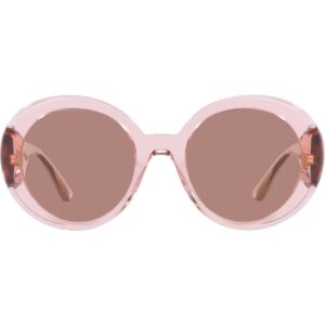 Versace Woman Sunglasses Transparent Pink Frame, Light Brown Lenses, 55MM