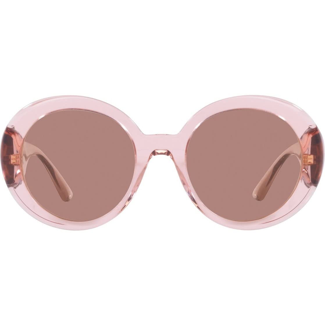 Versace Woman Sunglasses Transparent Pink Frame, Light Brown Lenses, 55MM