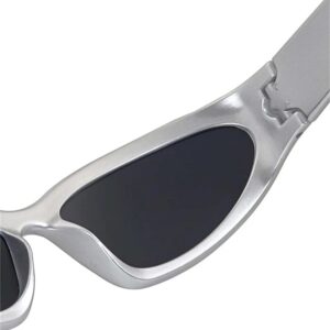 ADE WU Wrap Around Fashion Sunglasses for Women Men Trendy y2k Silver Sport Sun Glasses Goggles Futuristic Shades