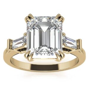 10K Solid Yellow Gold Handmade Engagement Rings 2.0 CT Emerald Cut Moissanite Diamond Solitaire Wedding/Bridal Rings for Women/Her Propose Ring Set (5)