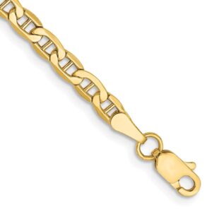 Diamond2Deal 14k Yellow Gold 3.20mm Anchor Chain Anklet 10" Women