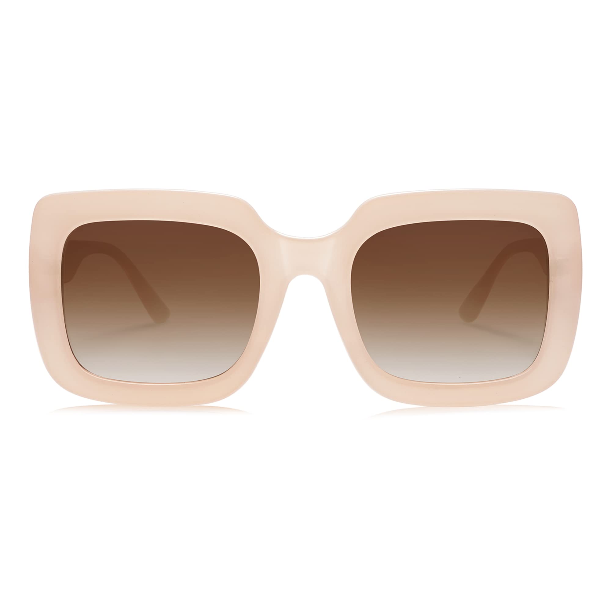 SOJOS Retro Nude Square Polarized Sunglasses for Women Trendy 90s Rectangle Sun Glasses UV400 Shades SJ2219 with Beige/Gradient Brown Lens